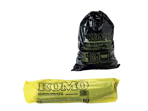Vuilniszak Komo 60 Liter Met Trekband 15 Per Rol Grijs