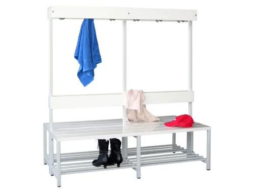 dubbele zitbank HxLxD 1600x1500x770mm Kunststof Wit RAL5010 Blauw