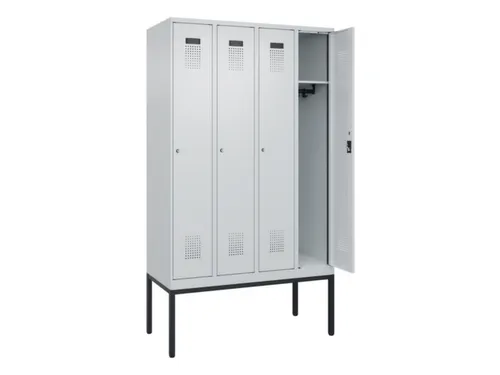 locker,HxBxD 2120x1200x500mm,4vak,vak B 300mm,cil.-slot,voetonderstel