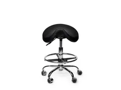 Premium zadelkruk zwart laag met voetring