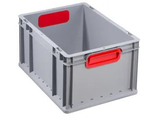 Euronorm-Stapelbak 400x300mm 220mm H Pp Wand/Bodem Gesloten Grijs/Rood - 1