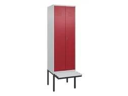 PBM-locker met bank,HxBxD 2120x600x815mm,2vak,vak B 300mm,cil.-slot