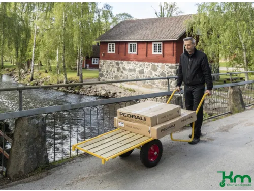 handtrekwagen,draagverm. 400kg,laadvl. LxB 1650x615mm,houtplaat,geel