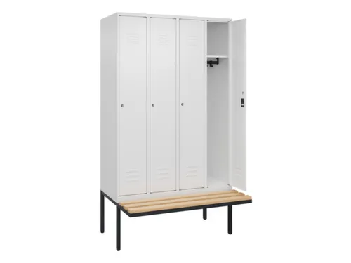 locker met bank,HxBxD 2120x1200x815mm,4vak,vak B 300mm,cil.-slot