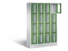 Lockerkast 1800x1190x500mm 4x4 vakken Cilinderslot, Sokkel, RAL6011