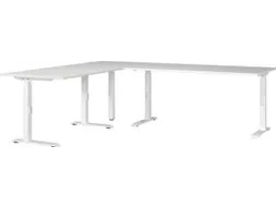 hoekbureau,in h. verstelb.,HxBxD 710-910x2400x2000mm,blad wit