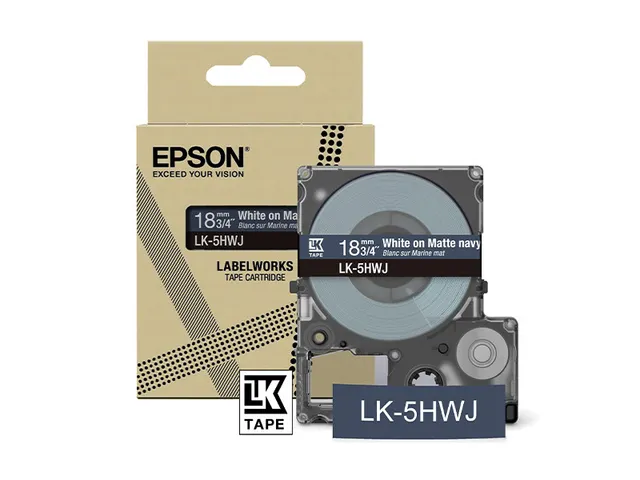 C53S672085 Epson 18mm marine wit LK5HWJ lettertape mat 8m
