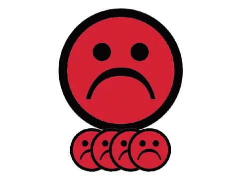 Magneet smiley 25mm emotie bedroefd rood 5 stuks