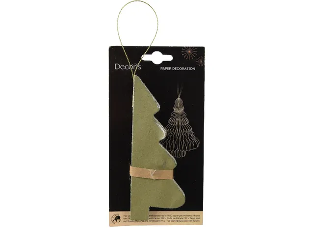 Decoris 3D papier hanger Kerstboom 15cm Groen