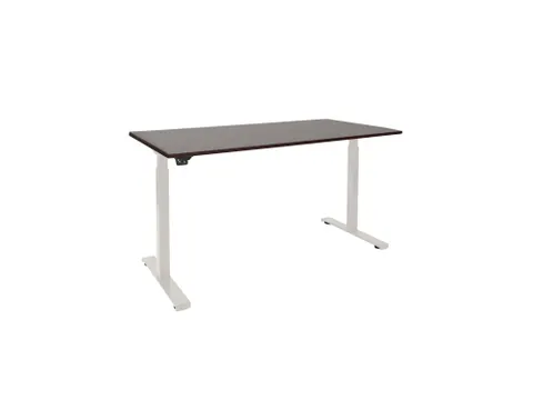 Elektrisch Verstelbaar Bureau 2 Motoren 160x80cm Frame Wit Blad Kersen