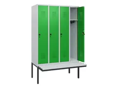 locker met bank,HxBxD 1950x1200x815mm,4vak,vak B 300mm,draaigrendel