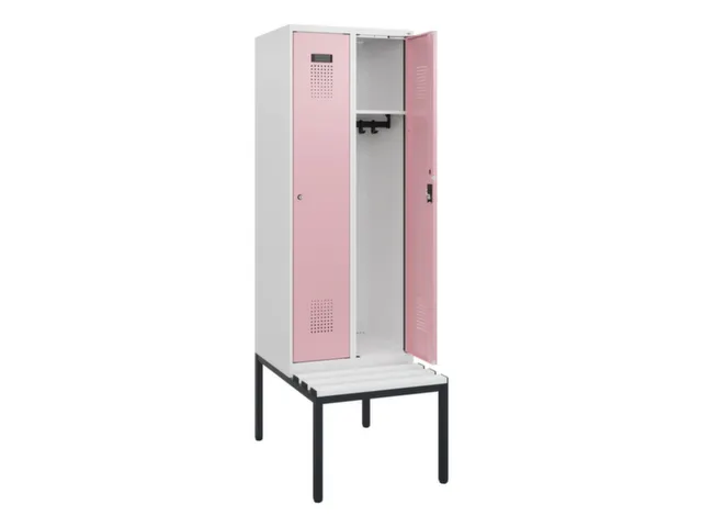 locker met bank,HxBxD 1950x600x815mm,2vak,vak B 300mm,cilinderslot