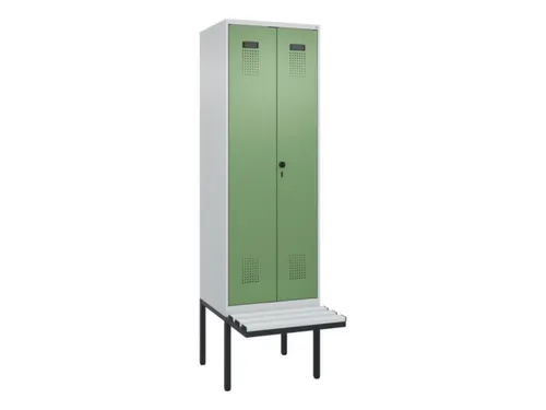locker met bank,voor scheiding van kleding,HxBxD 2120x600x815mm,2vak