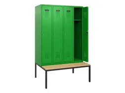 locker met bank,HxBxD 1950x1200x815mm,4vak,vak B 300mm,cilinderslot