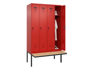 locker met bank,HxBxD 2120x1200x815mm,4vak,vak B 300mm,draaigrendel - 1