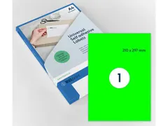 Gekleurde Etiketten 210x297mm A4 Fluor Groen 42124