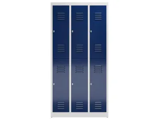 Dubbeldekse garderobekast 1800x870x500mm 3x2vak klink RAL7035 RAL5010 - 2