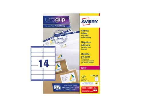 adresetiket Avery QuickPeel 99,1x38,1 wit 100 vel 14 etiketten per vel