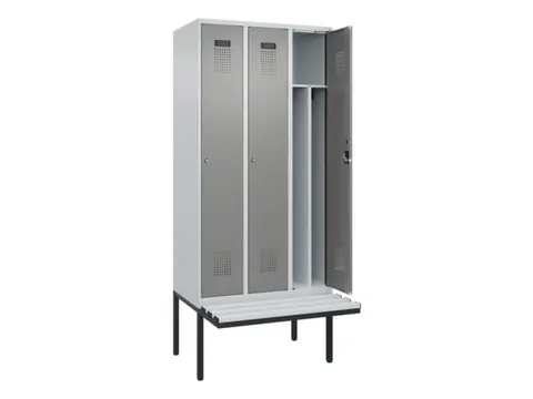 locker met bank,voor scheiding van kleding,HxBxD 2120x900x815mm,3vak