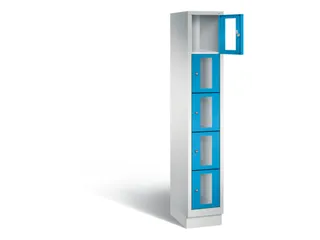 Lockerkast 1800x320x500mm 1x5 vakken Cilinderslot, Sokkel, RAL5012 - 1