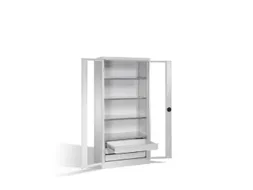 werkplaatskast,HxBxD 1950x930x600mm,4xStalen bodem,3lade(n),cil.-slot