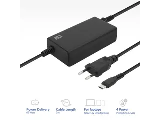 USB-C laptoplader met Power Delivery profielen 65W 3m - 3