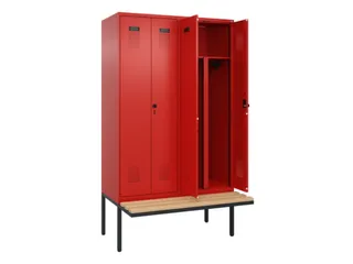 PBM-locker met bank,HxBxD 2120x1200x815mm,4vak,vak B 300mm - 1
