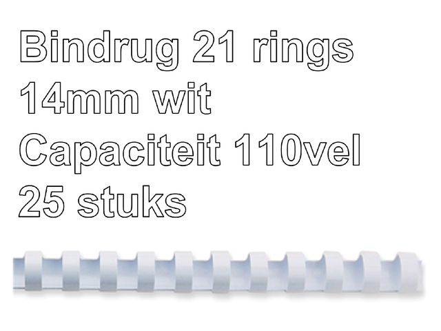Bindrug Fellowes 14mm 21-Rings A4 Wit 25 Stuks | FellowesInbindmachine.nl