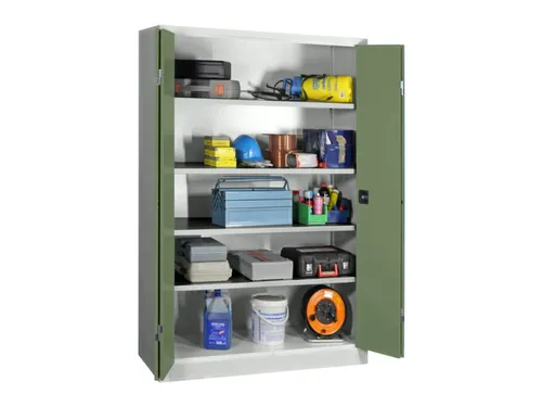 Ruime Vouwdeurkast 1950x1200x600mm 4legborden Ral7035 Front Ral6011
