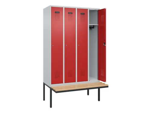 locker met bank,HxBxD 2120x1200x815mm,4vak,vak B 300mm,cilinderslot