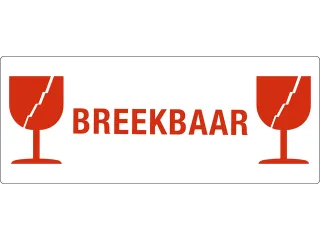 Waarschuwingsetiket breekbaar/glas 150mmx60mm 500 stuks - 1