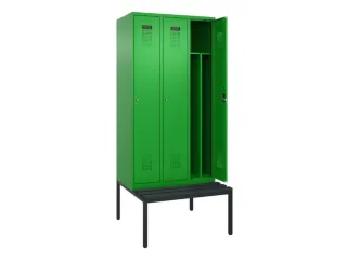 locker met bank,voor scheiding van kleding,HxBxD 2120x900x815mm,3vak - 1
