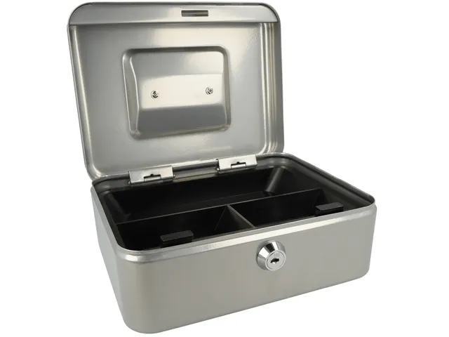 Coffret à monnaie Westcott 200x161x90mm argent, insert en plastique a