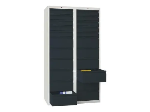 ladekast HxBxD 1800x1000x500mm 22laden RAL7035 front RAL7016