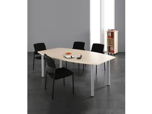 vergadertafel HxBxD 72x200x80cm vatvormig 4voeten Esdoorn Alu