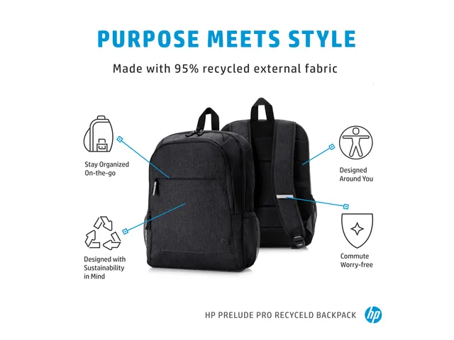 Prelude Pro Gerecycled rugzak Laptoptas voor 15.6 Inch laptops zwart