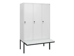 locker met bank,HxBxD 1950x1200x815mm,3vak,vak B 400mm,draaigrendel