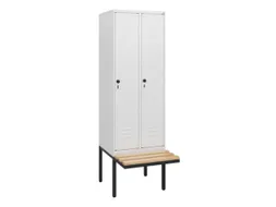 locker met bank,HxBxD 1950x600x815mm,2vak,vak B 300mm,draaigrendel