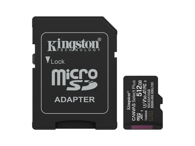 512GB microSDXC Canvas Select Plus Gen3 150MB/s A1 kaart + adapter
