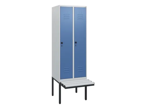 locker met bank,HxBxD 1950x600x815mm,2vak,vak B 300mm,draaigrendel