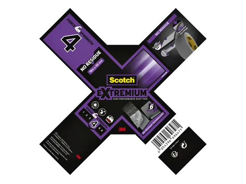 Plakband Scotch Extremium no residue duct tape 48mmx18.2m grijs