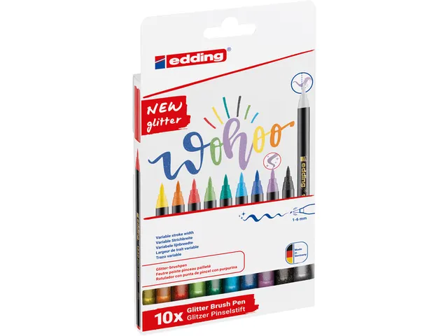 Brushpen edding 1340 glitter assorti set à 10 stuks