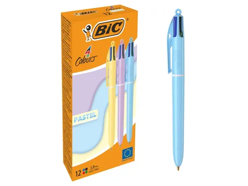 Balpen Bic 4-kleuren M pastel assorti
