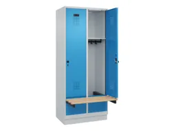 locker met bank,HxBxD 1950x800x815mm,2vak,vak B 400mm,draaigrendel