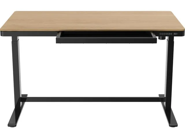 Bureau Assis-Debout électrique cadre noir Chêne blanchi 120cm