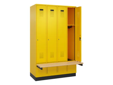 locker met bank,HxBxD 1950x1200x815mm,4vak,vak B 300mm,cilinderslot