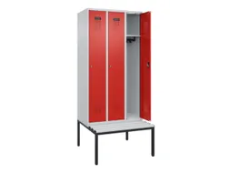 locker met bank,HxBxD 2120x900x815mm,3vak,vak B 300mm,cilinderslot