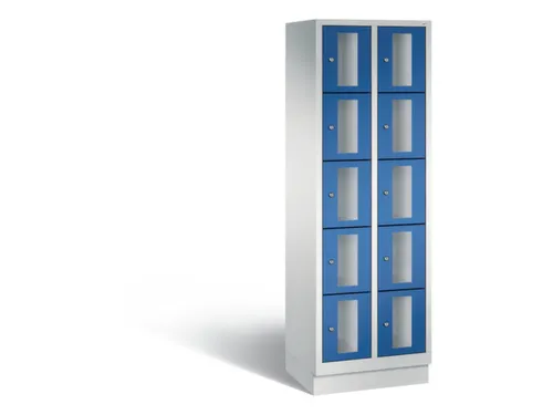 Lockerkast 1800x610x500mm 2x5 vakken Cilinderslot, Sokkel, RAL5010