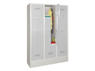 Z-garderobekast 1850x1230x500mm 6 Delen Sokkel Cilinderslot Grijs - 1