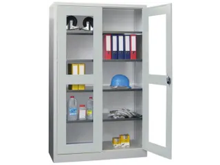 Vitrinekast Hxbxd 1950x1200x400mm Draaideuren Ral7035 Front Ral7035 - 1